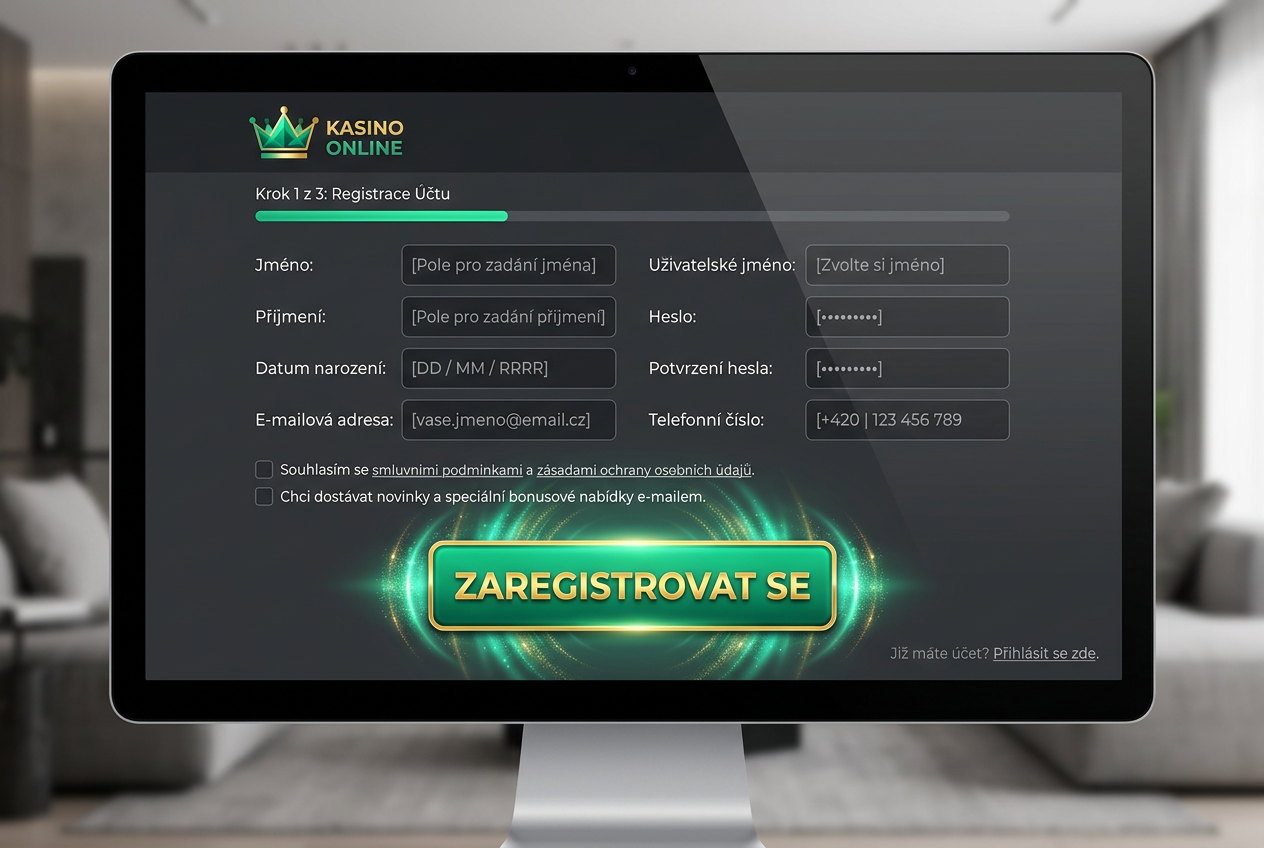 Ilustrace moderního rozhraní pro rychlou registraci v online kasinu