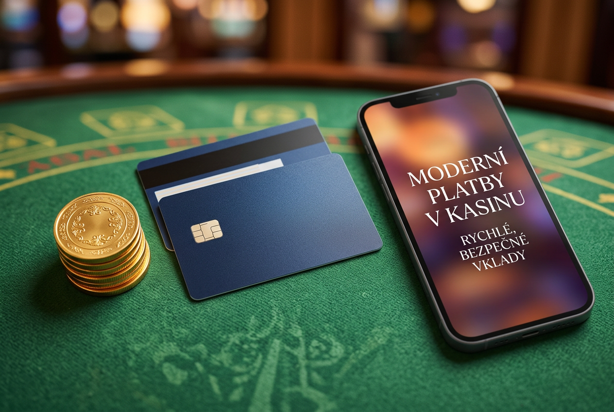 Detailní záběr na neoznačenou platební kartu a chytrý telefon s jemně rozmazanou obrazovkou uspořádané jako stylový flat-lay na kasinovém plátně